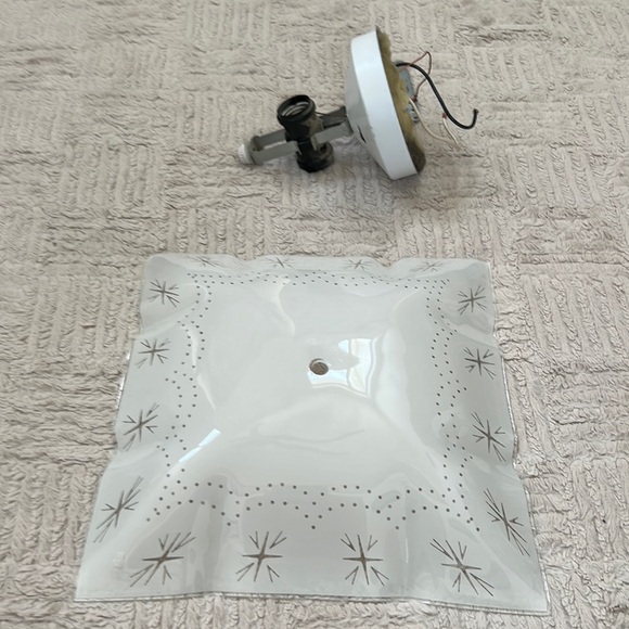 Square Glass Pattern Shade Ceiling Mount Light Fixture star pattern - Picture 8 of 16